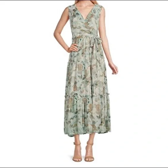 Calvin Klein | Dresses | Calvin Klein Floral Print Sleeveless Tie Waist  Aline Maxi Dress | Poshmark